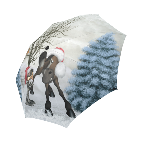 Christmas cute bird and horse Auto-Foldable Umbrella (Model U04)