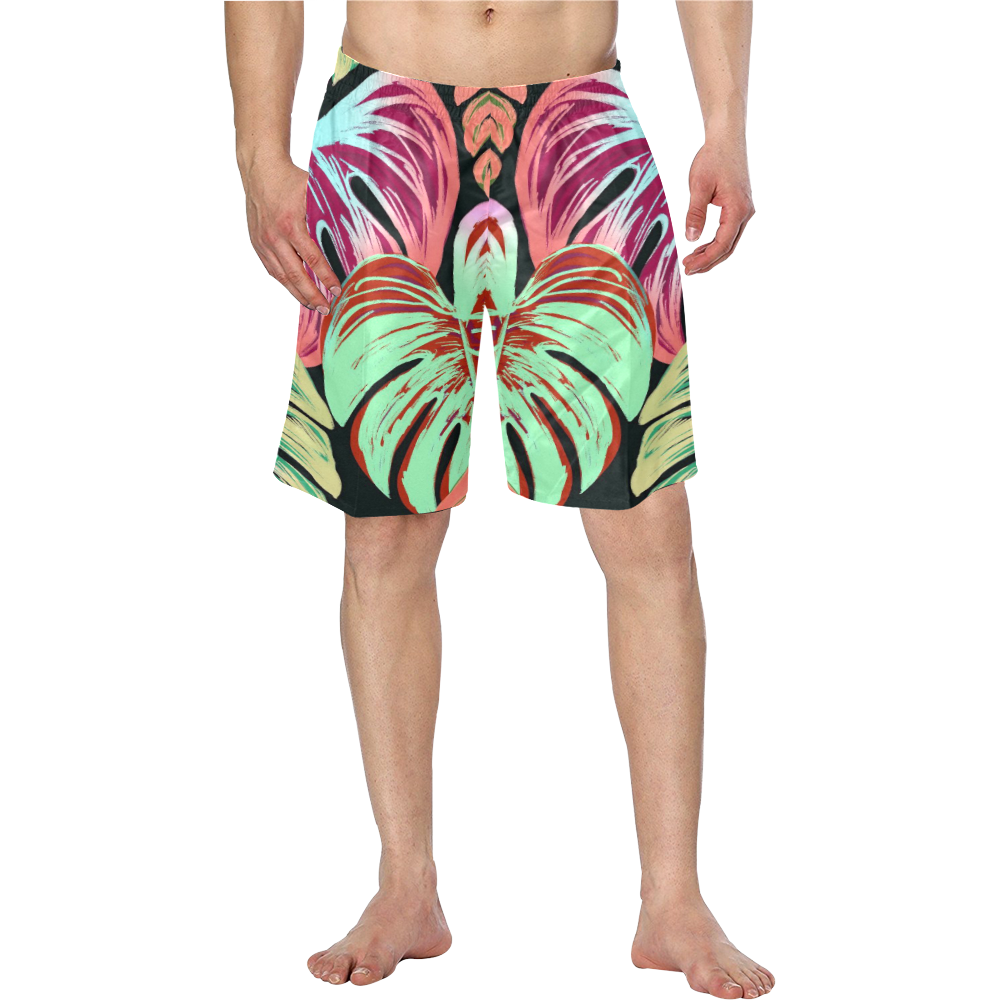 Pretty Leaves A by JamColors Men's Swim Trunk/Large Size (Model L21)