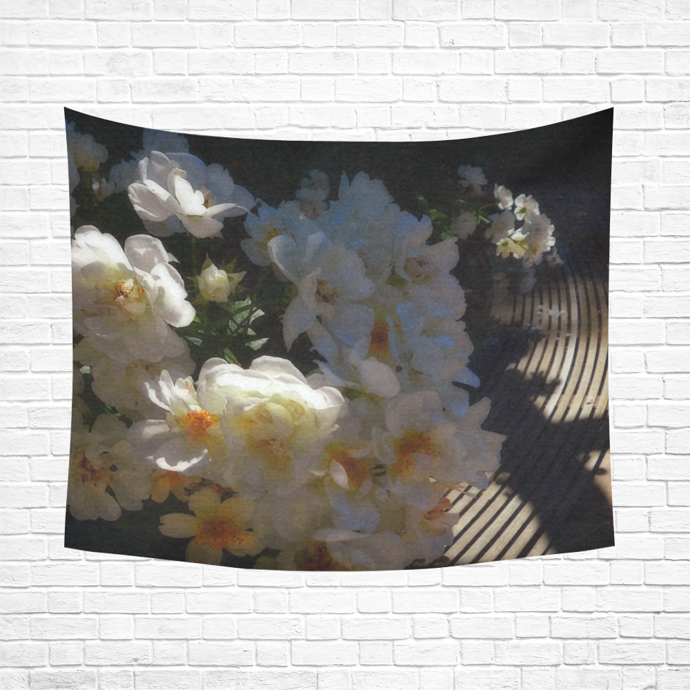 roses in morning light Cotton Linen Wall Tapestry 60"x 51"