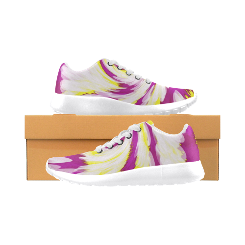 Pink Yellow Tie Dye Swirl Abstract Men's Running Shoes/Large Size (Model 020)