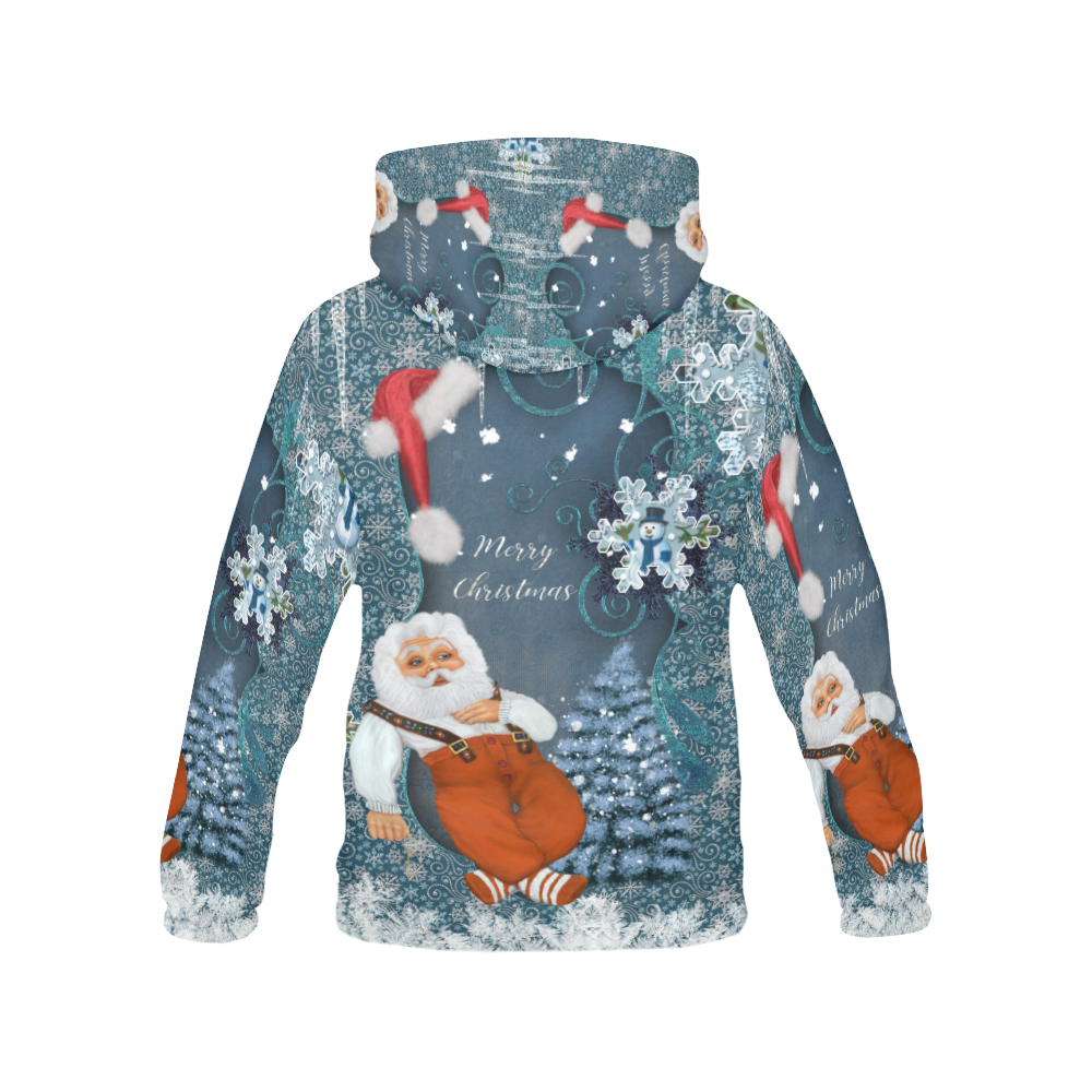 Funny Santa Claus All Over Print Hoodie for Women (USA Size) (Model H13)