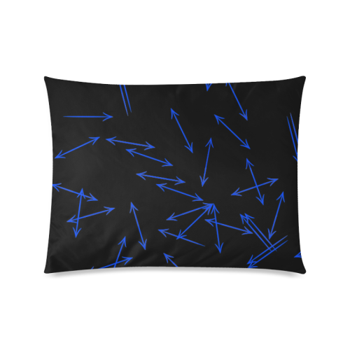 Arrows Every Direction Blue on Black Custom Zippered Pillow Case 20"x26"(Twin Sides)
