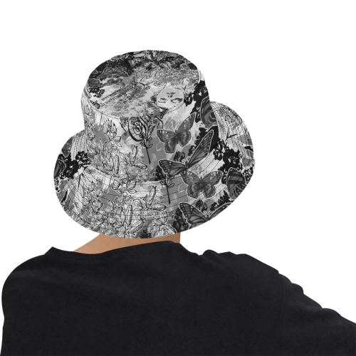 Lady and butterflies All Over Print Bucket Hat for Men