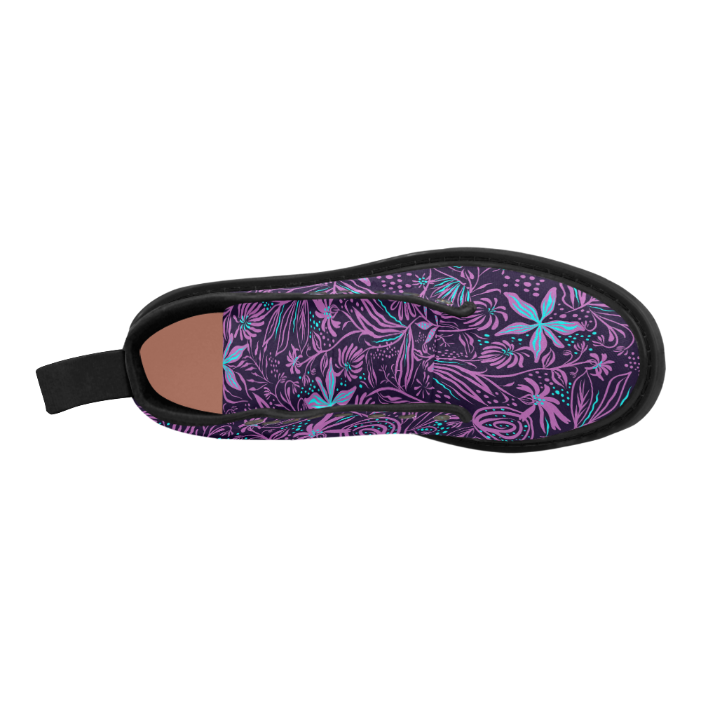 Purple Flower Dream Martin Boots for Women (Black) (Model 1203H)