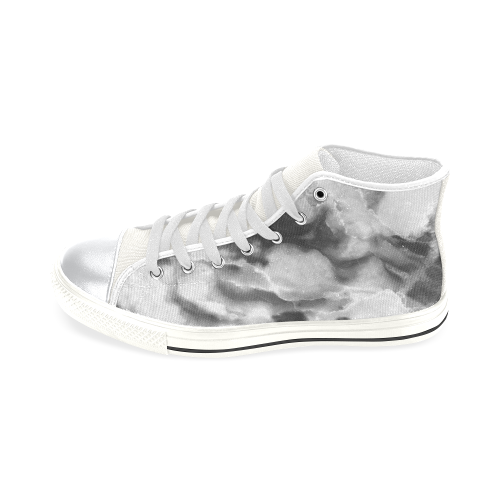 Marble Black and White Pattern High Top Canvas Women's Shoes/Large Size (Model 017)