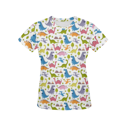 Dinosaur Pattern All Over Print T-Shirt for Women (USA Size) (Model T40)