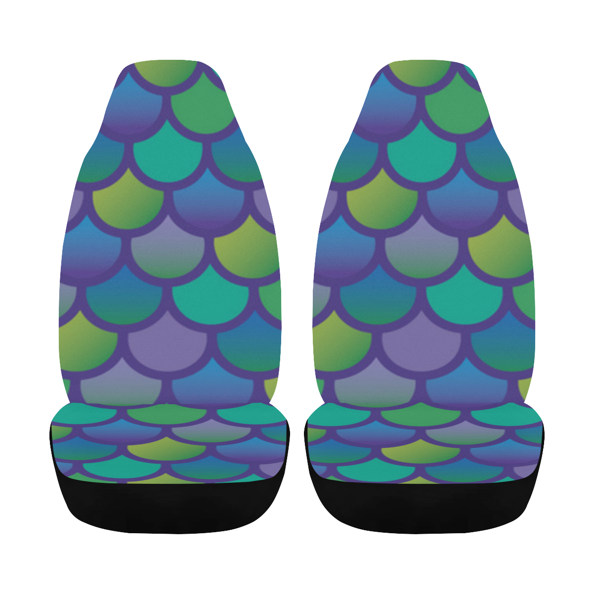 Mermaid SCALES multiCOLOR Car Seat Cover Airbag Compatible (Set of 2)