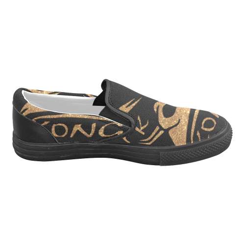 GOLD SNEAKERS Men's Slip-on Canvas Shoes (Model 019)