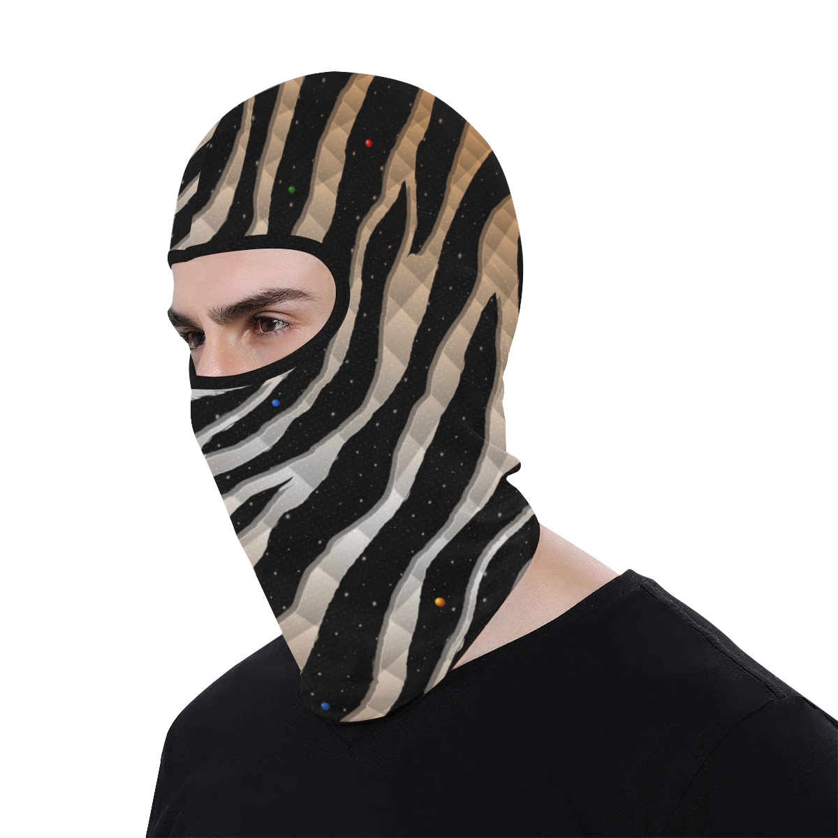 Ripped SpaceTime Stripes - Bronze/White All Over Print Balaclava