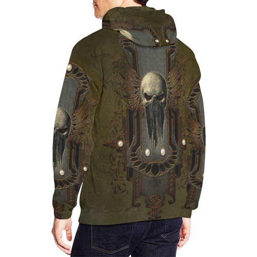 Awesome dark skull All Over Print Hoodie for Men (USA Size) (Model H13)