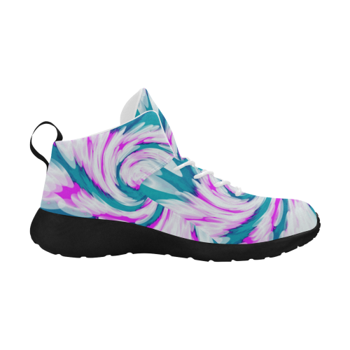 Turquoise Pink Tie Dye Swirl Abstract Women's Chukka Training Shoes/Large Size (Model 57502)