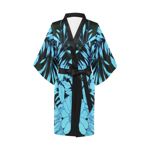 blue floral abstract watercolor Kimono Robe
