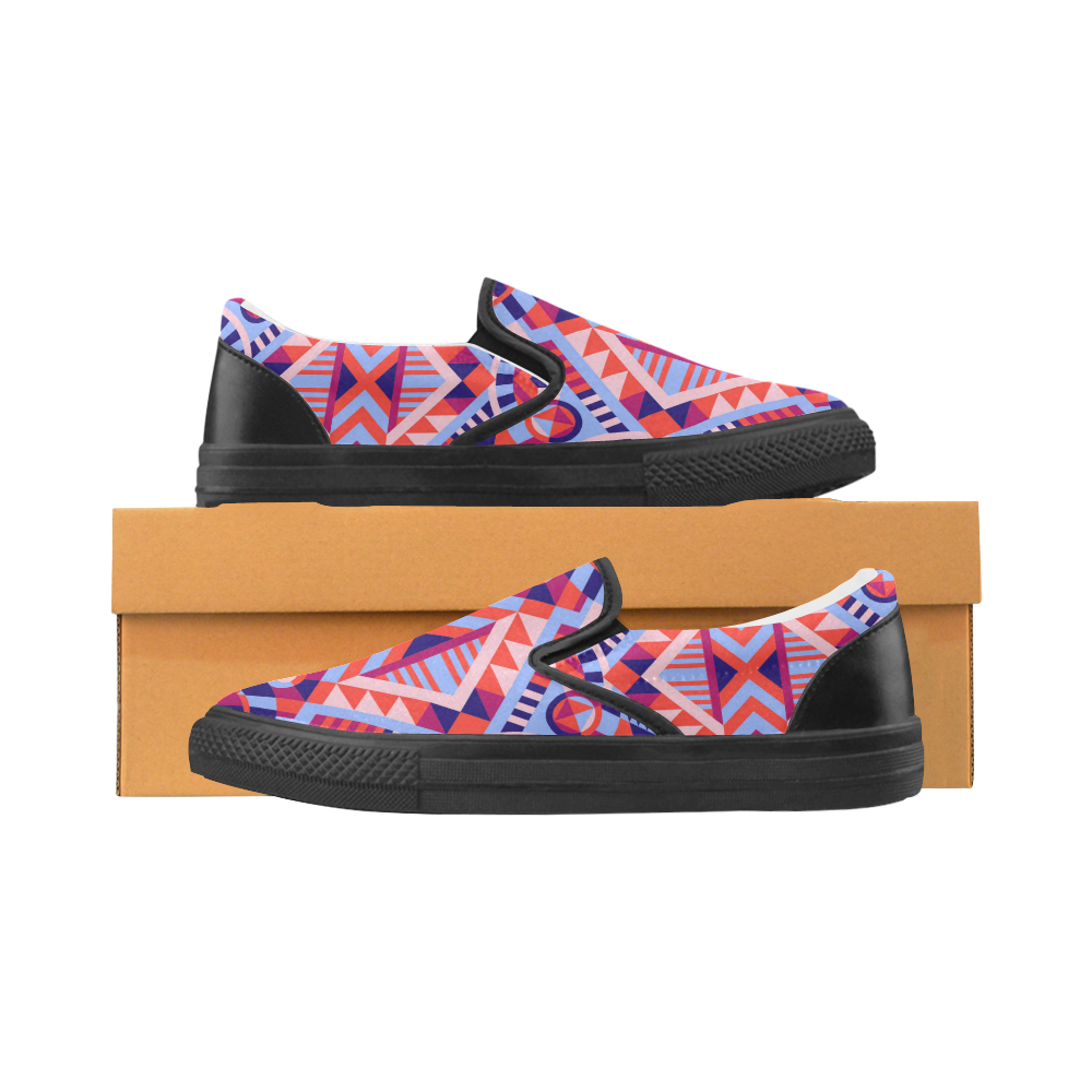 Modern Geometric Pattern Women's Slip-on Canvas Shoes (Model 019)