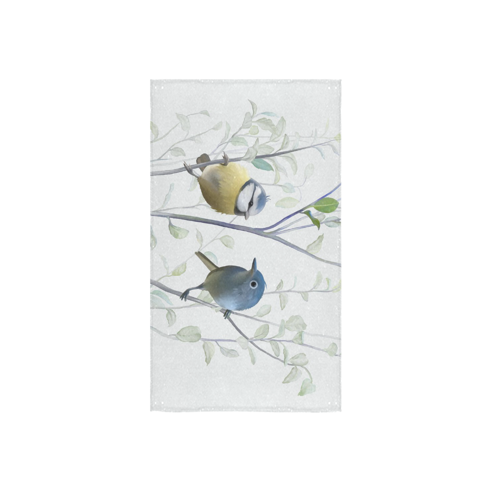 2 Cute Birds in Tree, watercolor Custom Towel 16"x28"