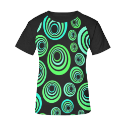 Crazy Fun Neon Blue & Green retro pattern Women's Raglan T-Shirt/Front Printing (Model T62)
