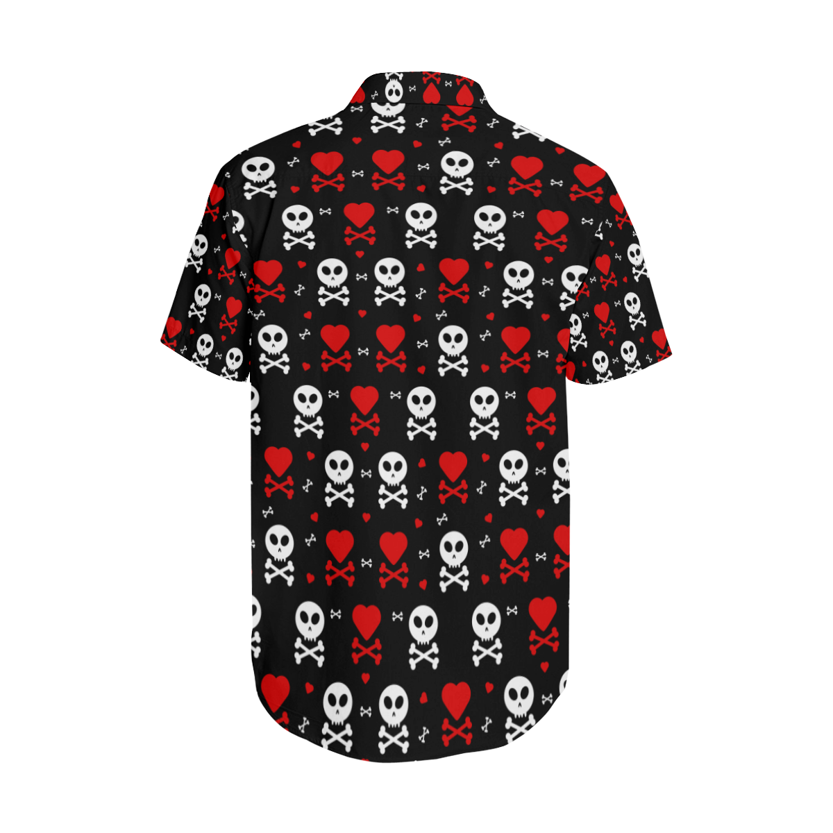 Skull and Crossbones Men's Short Sleeve Shirt with Lapel Collar (Model T54)
