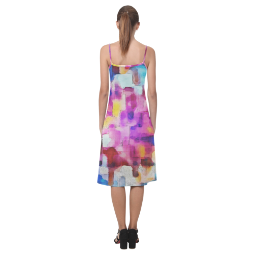 Blue pink watercolors Alcestis Slip Dress (Model D05)