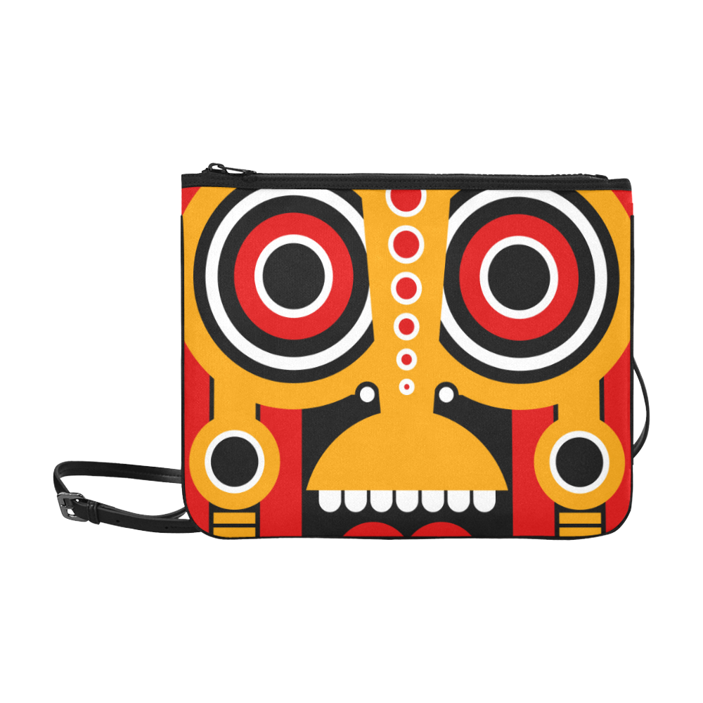 Red Yellow Tiki Tribal Slim Clutch Bag (Model 1668)