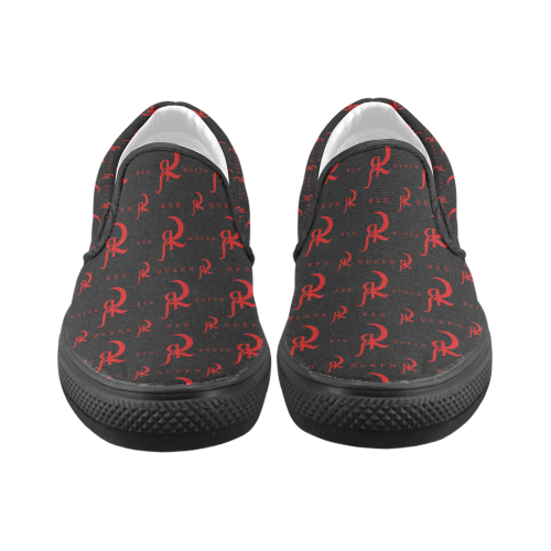 RED QUEEN RED & BLACK Men's Unusual Slip-on Canvas Shoes (Model 019)