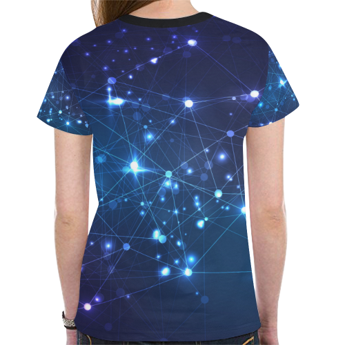 Twinkle Twinkle Little Blue Stars Cosmic Sky New All Over Print T-shirt for Women (Model T45)