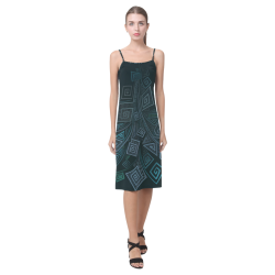 3D Psychedelic Abstract Square Spirals Explosion Alcestis Slip Dress (Model D05)