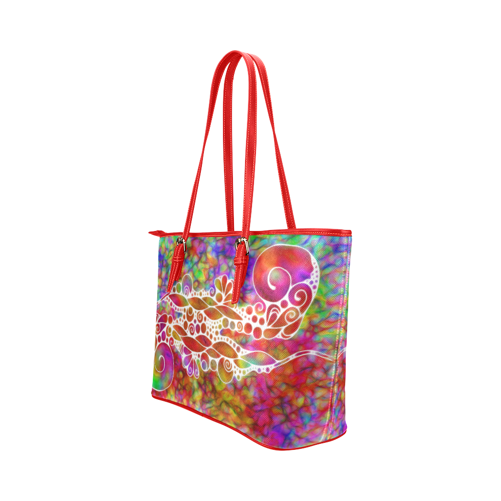Sketching Art - Power Ornaments 1 Leather Tote Bag/Small (Model 1651)
