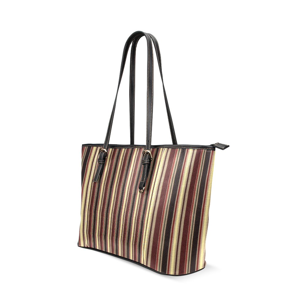 Dark textured stripes Leather Tote Bag/Small (Model 1640)
