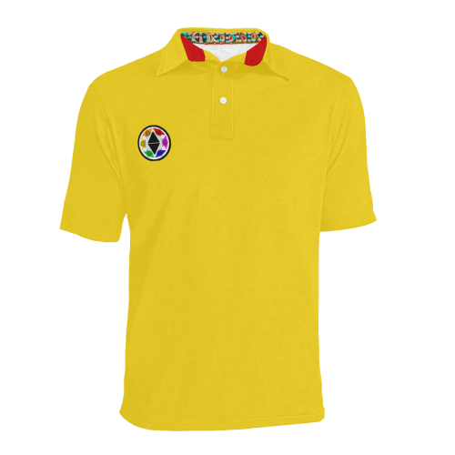 Dionixinc Polo- Yellow/Red Men's All Over Print Polo Shirt (Model T55)