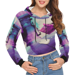 violet strokes All Over Print Crop Hoodie for Women (Model H22)