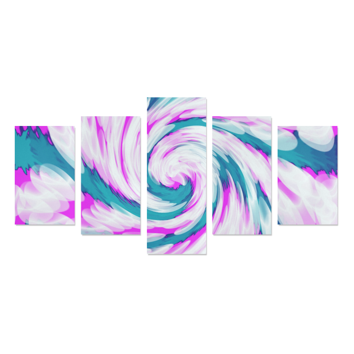 Turquoise Pink Tie Dye Swirl Abstract Canvas Print Sets C (No Frame)