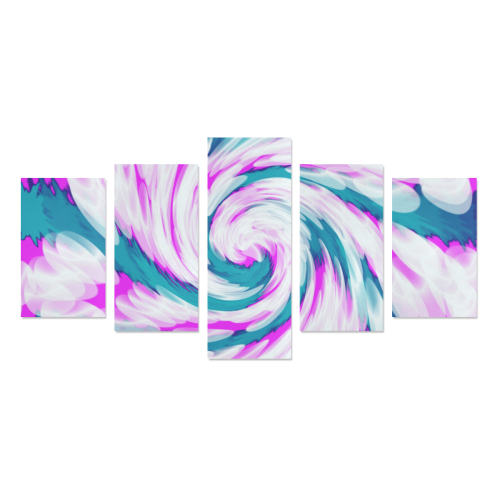 Turquoise Pink Tie Dye Swirl Abstract Canvas Print Sets C (No Frame)