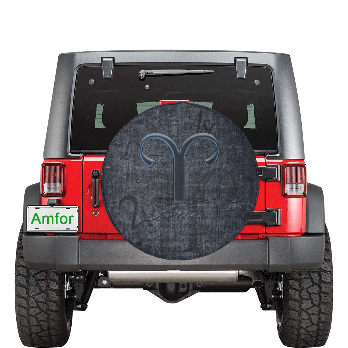Astrology Zodiac Sign Aries in Grunge Style 34 Inch Spare Tire Cover