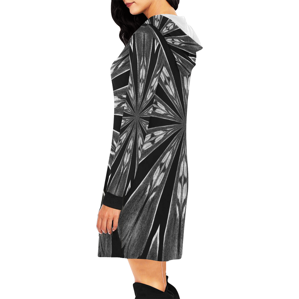 FEATHERZ All Over Print Hoodie Mini Dress (Model H27)