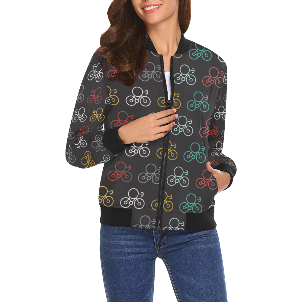 bicycle seamless All Over Print Bomber Jacket for Women (Model H19)