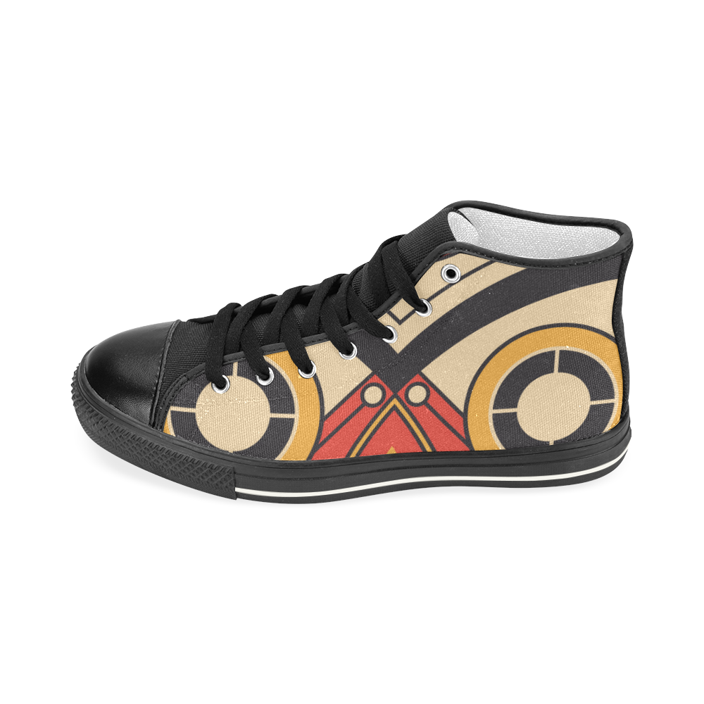 Geo Aztec Bull Tribal Women's Classic High Top Canvas Shoes (Model 017)
