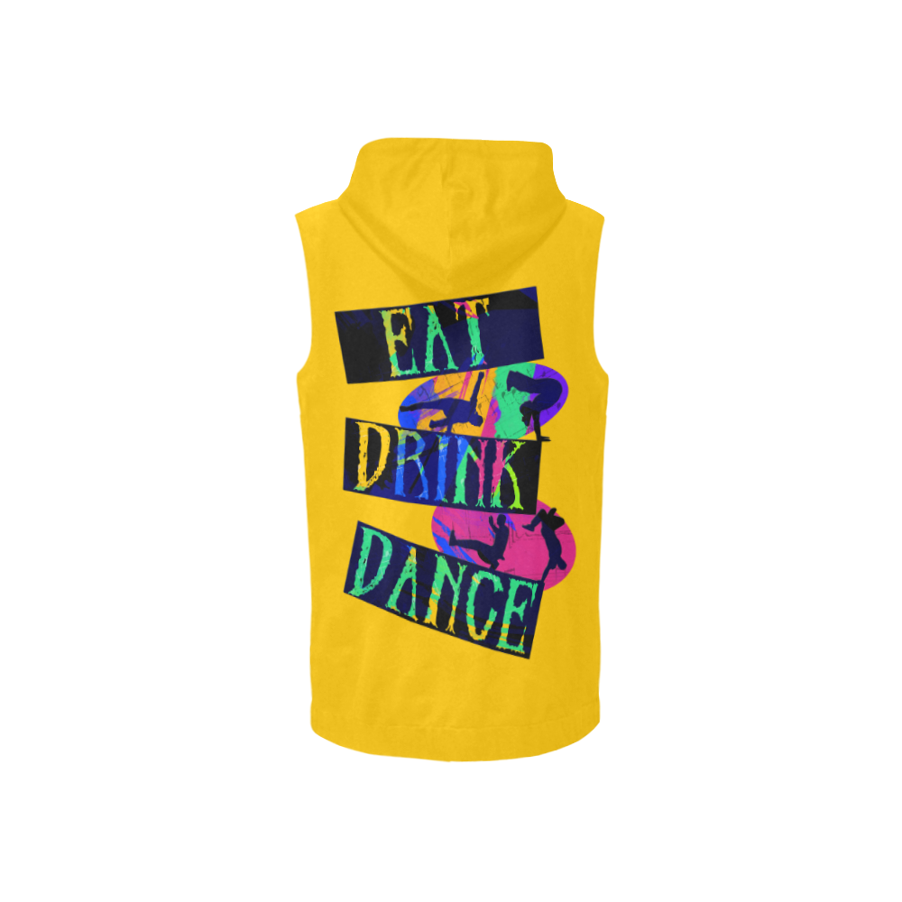 Break Dancing Colorful / Yellow All Over Print Sleeveless Zip Up Hoodie for Women (Model H16)