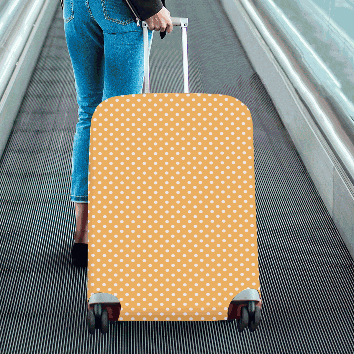 Yellow orange polka dots Luggage Cover/Large 26"-28"