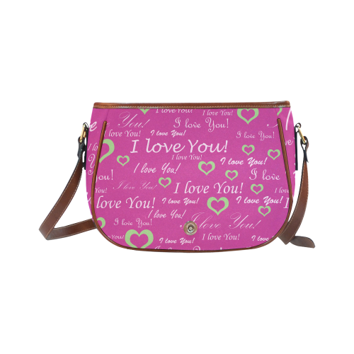 I Love You Floating Hearts Saddle Bag/Small (Model 1649) Full Customization