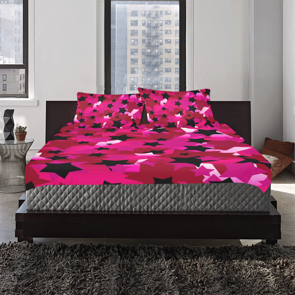Punk Rock Stars Pink 3-Piece Bedding Set