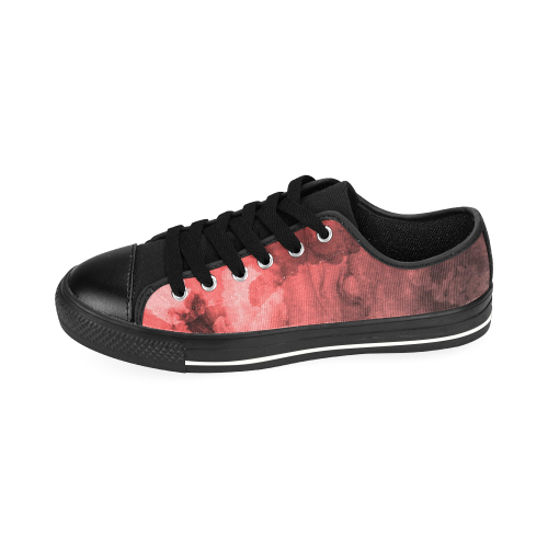 Red and Black Watercolour Men's Classic Canvas Shoes/Large Size (Model 018)