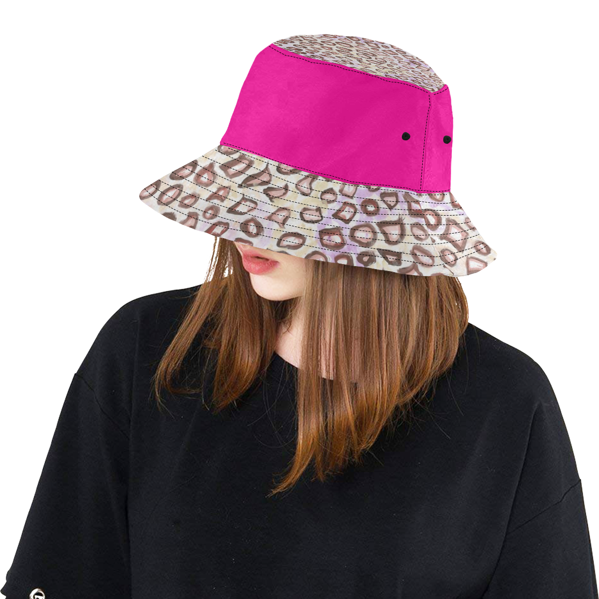 Leopard Skin and Cerise Hat All Over Print Bucket Hat