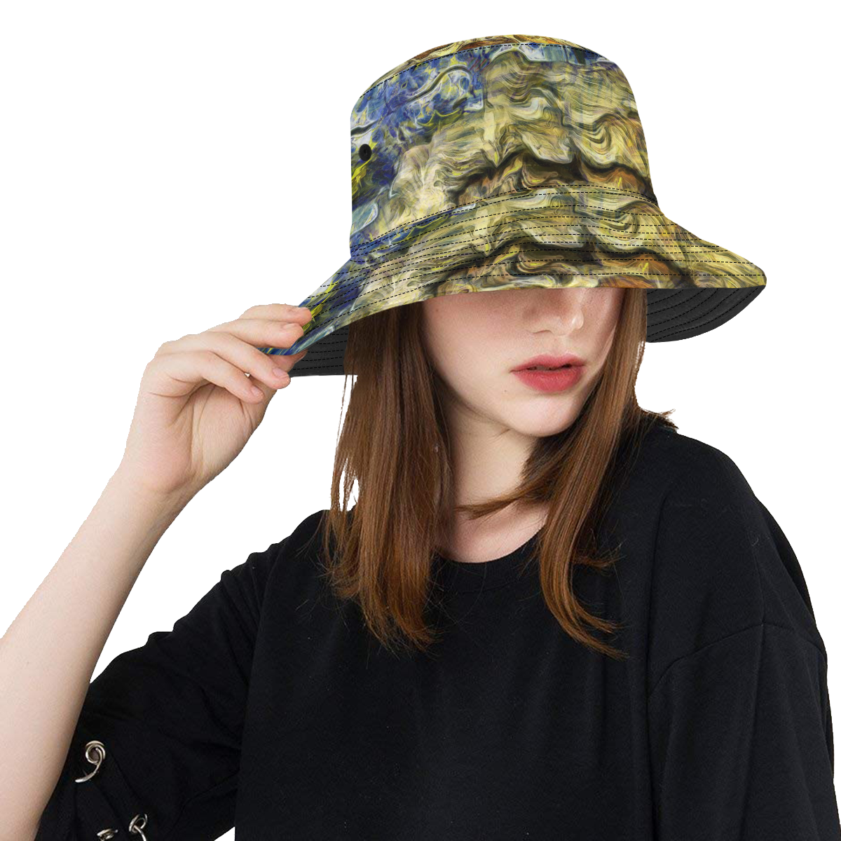 Crumbling Tile Wall in Lisbon Portugal KPA All Over Print Bucket Hat