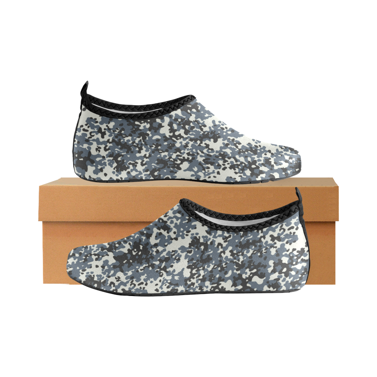 Urban City Black/Gray Digital Camouflage Kids' Slip-On Water Shoes (Model 056)