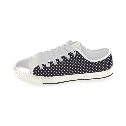 Black polka dots Canvas Women's Shoes/Large Size (Model 018)