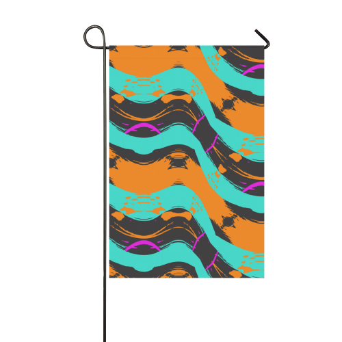 Blue orange black waves Garden Flag 12‘’x18‘’（Without Flagpole）