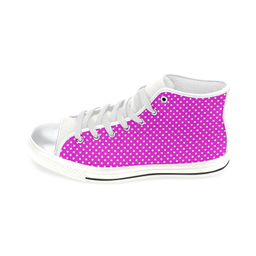 Pink polka dots High Top Canvas Women's Shoes/Large Size (Model 017)