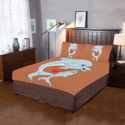 Dolphin Love Rust 3-Piece Bedding Set