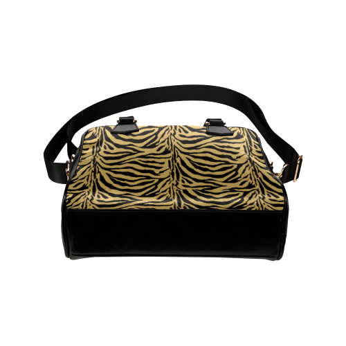 Zebra Animal Pattern on Gold Shoulder Handbag (Model 1634)