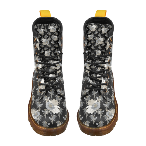 Elegant Flowers High Grade PU Leather Martin Boots For Women Model 402H