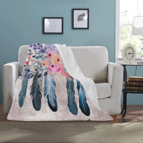 pink dreamcatcher floral Ultra-Soft Micro Fleece Blanket 30''x40''